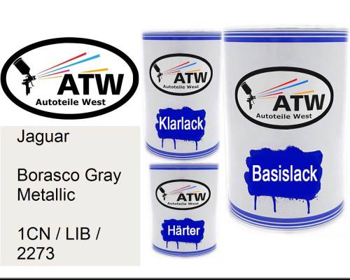 Jaguar, Borasco Gray Metallic, 1CN / LIB / 2273: 500ml Lackdose + 500ml Klarlack + 250ml Härter - Set, von ATW Autoteile West.